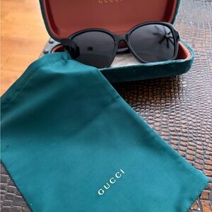 Gucci Black Sunglasses with Teal Case